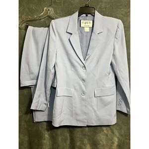 Mary McFadden Collection Light Blue Pantsuit Blazer Trousers 8 Two Piece